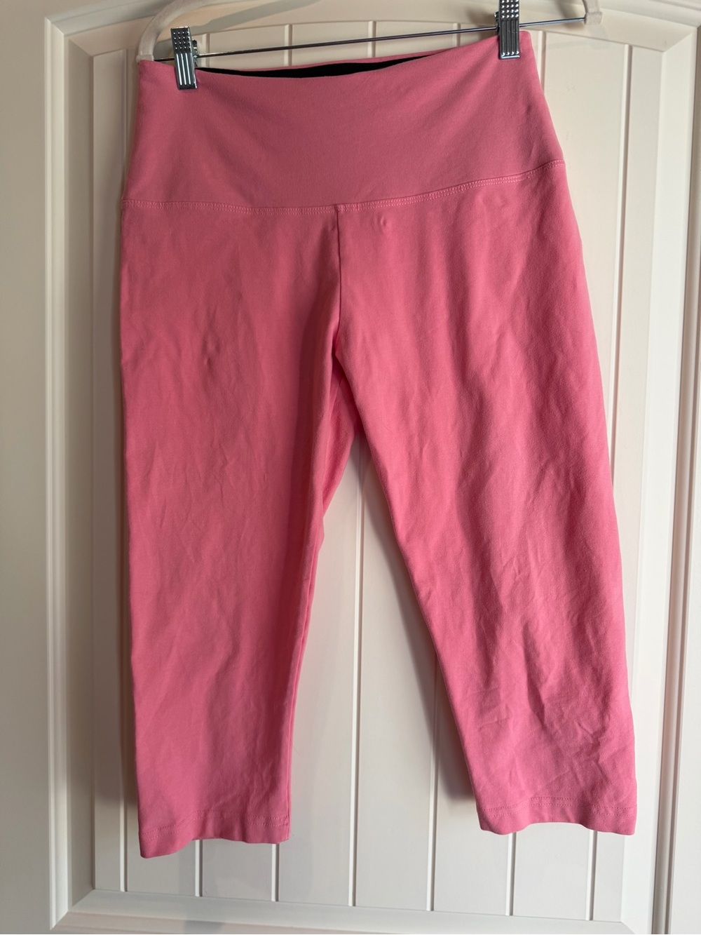 Lyssé Women's Pink High-Waist Crop Leggings Capris Size Large Shapewear Cotton - Picture 2 of 6